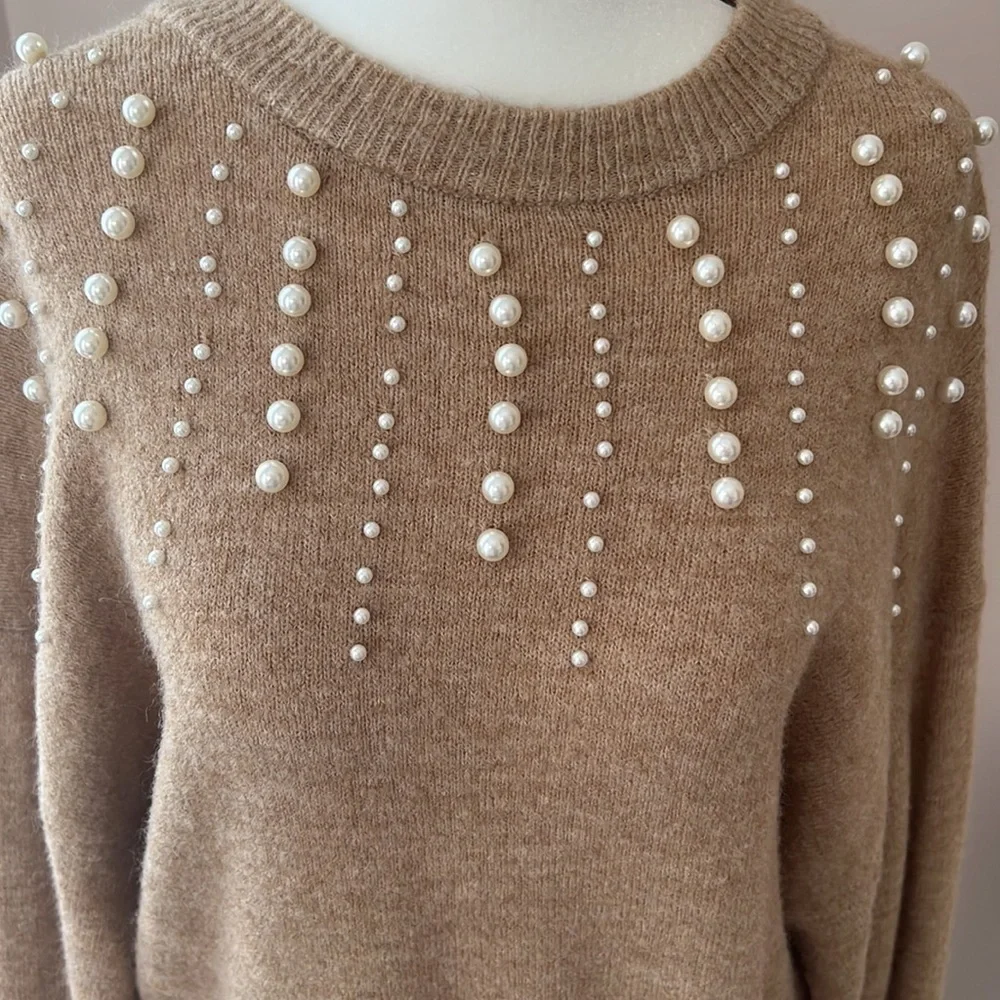 H&M l Long Sleeve Sweater with Faux Pearl Detail. - Picture 2 of 8